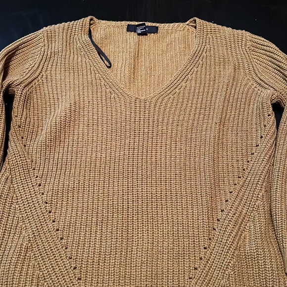 Brown Knit V Neck Forever 21 Long-Sleeve Sweater, Size Small - Picture 2 of 7